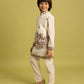 Rajwada White Viscose Silk Embroidered Stitched Kurta Set For Kids