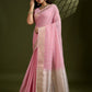 Rajwada Pink Silk Blend Woven Checked Saree For Women