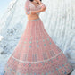 Rajwada Peach Georgette Embellished Semi-Stitched lehenga For Women
