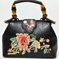 Rajwada Black PU Embroidered Hand Bag For Women
