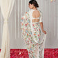 Rajwada White Georgette Printed Saree With Unstitched Blouse For Women