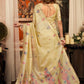 Rajwada Beige Cotton Blend Solid Saree For Women