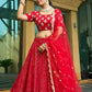 Rajwada Red Georgette Embroidered Semi-Stitched Lehenga For Women