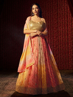Rajwada Multicolor Organza Embroidered Semi-Stitched Lehenga For Women