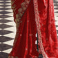 Rajwada Red Jacquard Embroidered Elegant Saree For Women