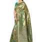 Rajwada Green & Golden Silk Blend Embellished Saree For Women