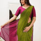 Rajwada Olive Cotton Blend Solid Saree For Women