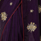 Rajwada Dark Purple Silk Blend Embroidered Solid Saree For Women