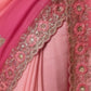 Rajwada Light Pink Georgette Embellished Solid Saree For Women