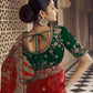 Rajwada Red Jacquard Embroidered Elegant Saree For Women