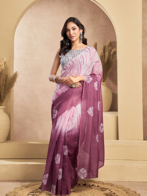 Rajwada Mauve And Light Pink Cotton Linen Zari Work Saree For Women