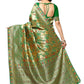 Rajwada Green & Golden Silk Blend Embellished Saree For Women