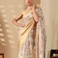 Rajwada Cream Silk Blend Printed Saree For Women