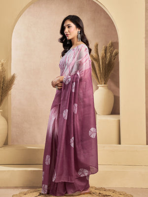 Rajwada Mauve And Light Pink Cotton Linen Zari Work Saree For Women
