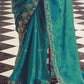Rajwada Teal Jacquard Embroidered Elegant Saree For Women