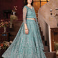 Rajwada Blue Net Embroidered Semi-Stitched lehenga For Women