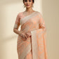 Rajwada Light Orange Organza Embroidered Solid Saree For Women