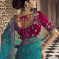 Rajwada Teal Jacquard Embroidered Elegant Saree For Women