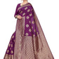 Rajwada Wine Silk Blend Embellished Saree For Women