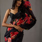 Rajwada Black Georgette Floral Print Saree For Women