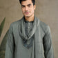 Rajwada Green Viscose Rayon Embellished Stitched Kurta For Men