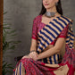 Rajwada Purple And Cream Silk Blend Printed Elegant Saree For Women