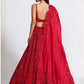 Rajwada Red Silk Blend Embellished Semi Stitched Lehenga For Women
