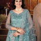 Rajwada Blue Net Embroidered Semi-Stitched lehenga For Women