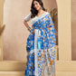 Rajwada Sky Blue Cotton Linen Zari Work Saree For Women