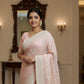 Rajwada Peach Organza Embroidered Solid Saree For Women