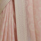 Rajwada Peach Organza Embroidered Solid Saree For Women