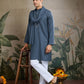 Rajwada Grey Viscose Rayon Embellished Stitched Kurta For Men