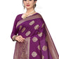 Rajwada Wine Silk Blend Embellished Saree For Women