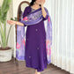 Rajwada Navy Blue Viscose Embroidered Stitched Kurta Set For Women