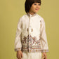 Rajwada White Viscose Silk Embroidered Stitched Kurta Set For Kids