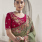 Rajwada Olive Embroidered Organza Saree With Unstitched Blouse For Women