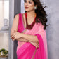 Rajwada Pink Georgette Lace Work Saree With Unstitched Blouse For Women