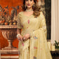 Rajwada Beige Cotton Blend Solid Saree For Women