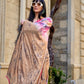 Rajwada Multicolor Satin Printed Saree With Unstitched Blouse For Women