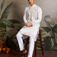 Rajwada White Silk Blend Embroidered Stitched Kurta For Men