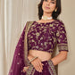 Rajwada Purple Art Silk Embroidered Semi-Stitched lehenga For Women
