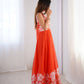 Rajwada Orange Organza Printed Stitched Gown With Dupatta For Women