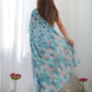 Rajwada Blue Chinon Printed Saree With Unstitched Blouse For Women