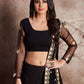 Rajwada Black Silk Blend Embroidered Semi-Stitched lehenga For Women