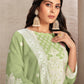Rajwada Green Organza Embroidered Semi-Stitched Kurta Set For Women