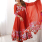 Rajwada Orange Georgette Printed Stitched Kurta Set For Women