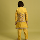 Rajwada Yellow Viscose Silk Embroidered Stitched Kurta Set For Kids