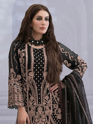 Rajwada Peach Georgette Embroidered Semi-Stitched Kurta Set For Women