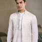 Rajwada White Silk Blend Embellished Kurta For Men