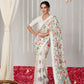 Rajwada White Georgette Printed Saree With Unstitched Blouse For Women